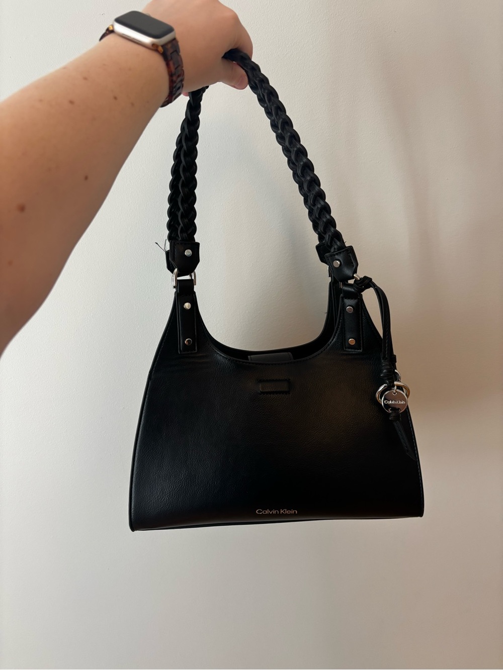 Calvin Klein Shelly Satchel Black Braided-Handle Shoulder Bag